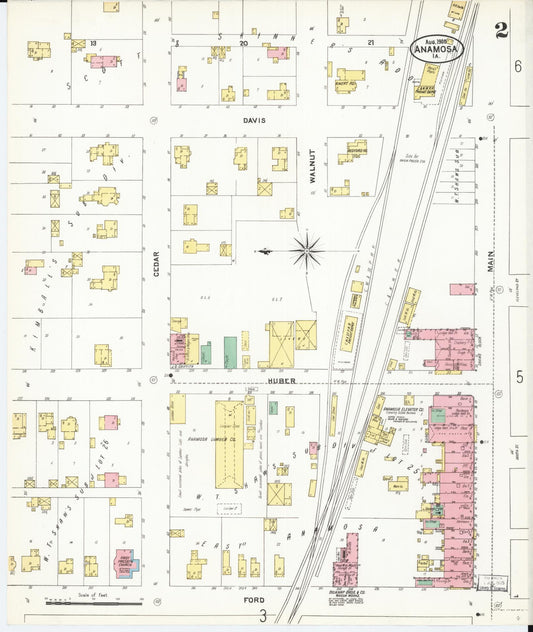 Sanborn Fire Insurance Map from Anamosa, Jones County, Iowa (1905), Sheet #0002 - Historic Sanborn Fire Insurance Map Print, vintage old map wall art
