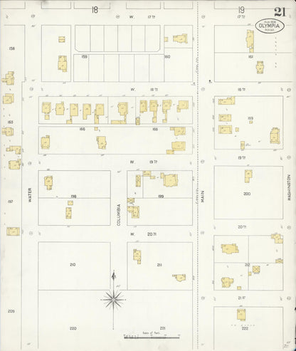 Sanborn Fire Insurance Map from Olympia, Thurston County, Washington (1908), Sheet #0021 - Complete Map Set gallery image, historic Sanborn map, vintage wall art, Washington Washington