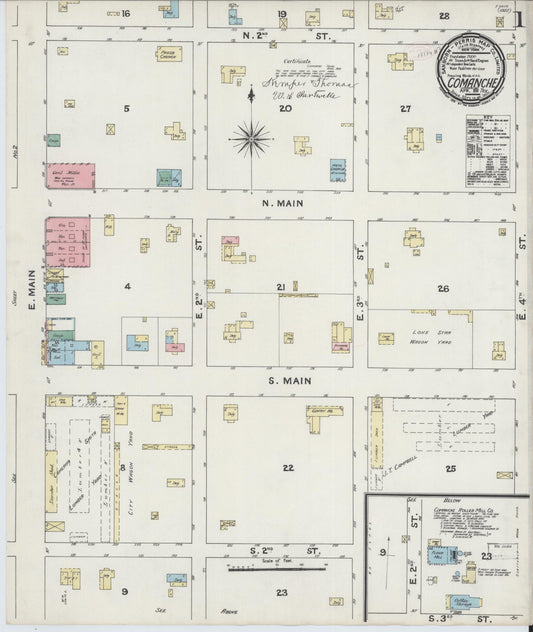 Sanborn Fire Insurance Map from Comanche, Comanche County, Texas (1891), Sheet #0001 - Historic Sanborn Fire Insurance Map Print, vintage old map wall art, antique decor, genealogy gift, Texas Texas map