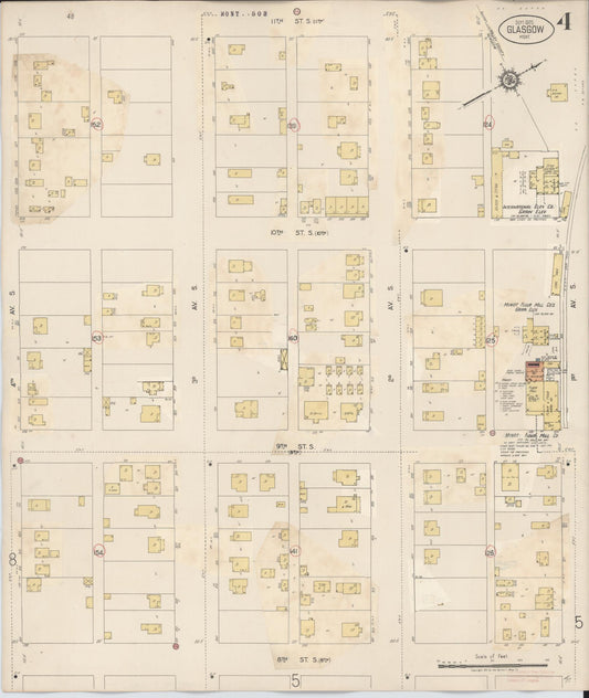 Sanborn Fire Insurance Map from Glasgow, Valley County, Montana (1937), Sheet #0004 - Historic Sanborn Fire Insurance Map Print, vintage old map wall art, antique decor, genealogy gift, Montana Montana map