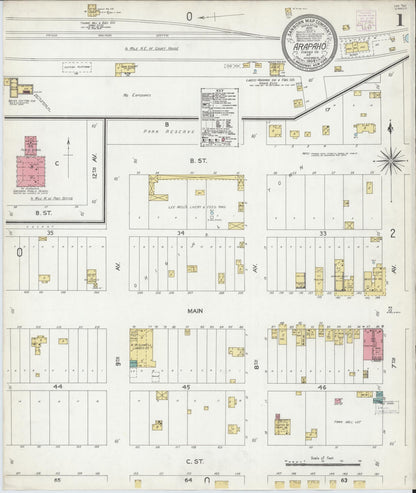 Sanborn Fire Insurance Map from Arapaho, Custer County, Oklahoma (1904), Sheet #0001 - Complete Map Set gallery image, historic Sanborn map, vintage wall art, Oklahoma Oklahoma
