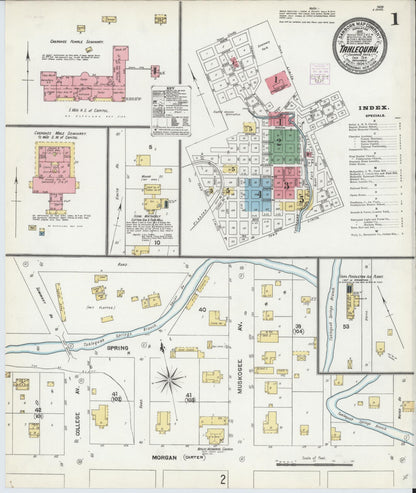 Sanborn Fire Insurance Map from Tahlequah, Cherokee County, Oklahoma (1904), Sheet #0001 - Complete Map Set gallery image, historic Sanborn map, vintage wall art, Oklahoma Oklahoma