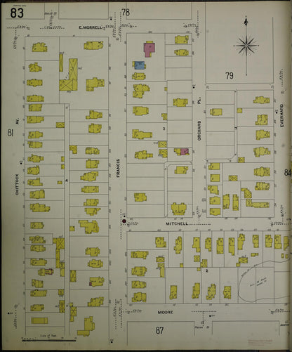 Sanborn Fire Insurance Map from Jackson, Jackson County, Michigan (1907), Sheet #0083 - Complete Map Set gallery image, historic Sanborn map, vintage wall art, Michigan Michigan