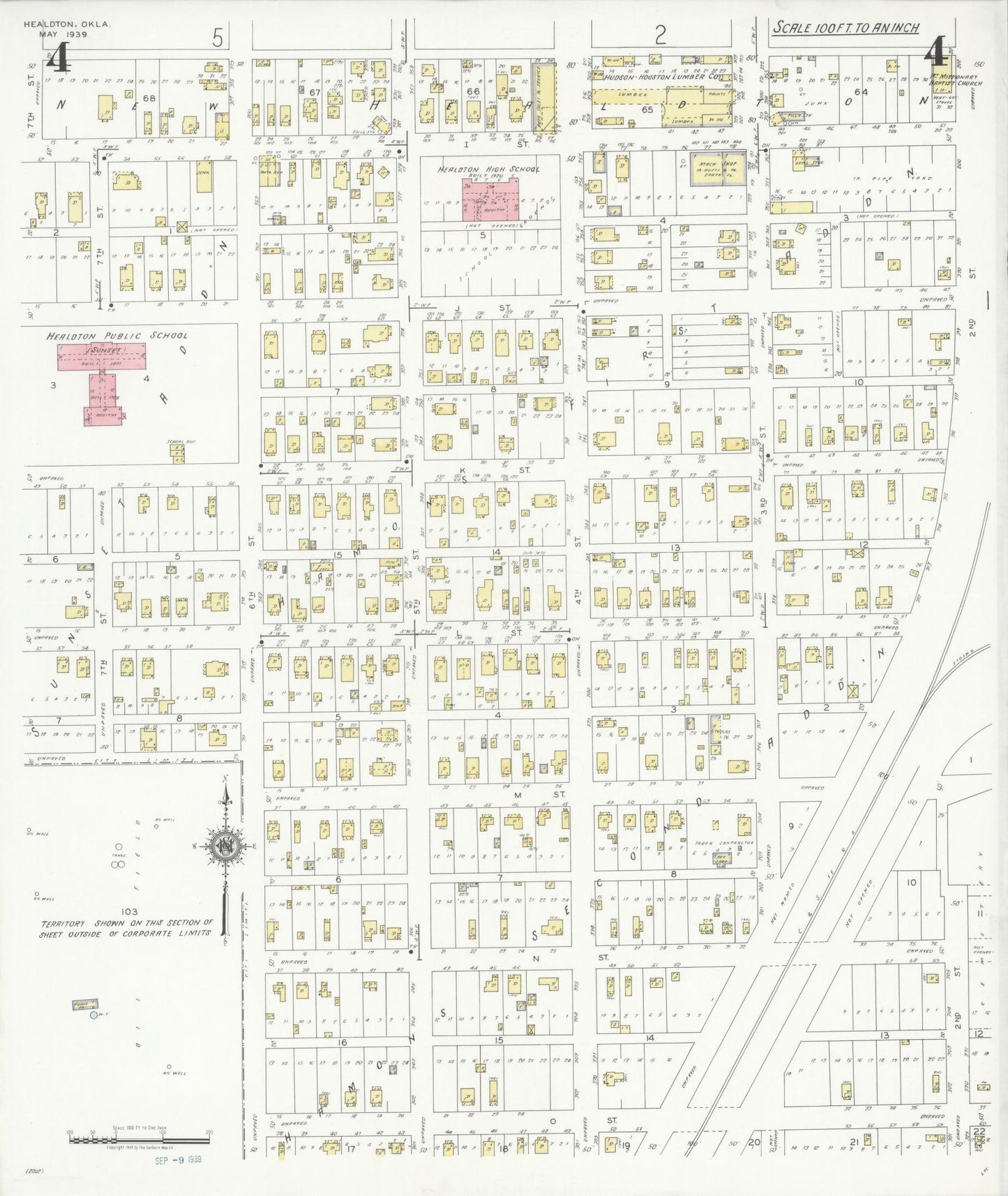Sanborn Fire Insurance Map from Healdton, Carter County, Oklahoma (1939), Sheet #0004 - Complete Map Set gallery image, historic Sanborn map, vintage wall art, Oklahoma Oklahoma