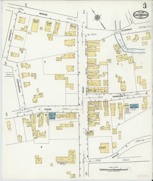 Sanborn Fire Insurance Map from Colebrook, Coos County, New Hampshire (1921), Sheet #0003 - Historic Sanborn Fire Insurance Map Print, vintage old map wall art, antique decor, genealogy gift, New Hampshire New Hampshire map