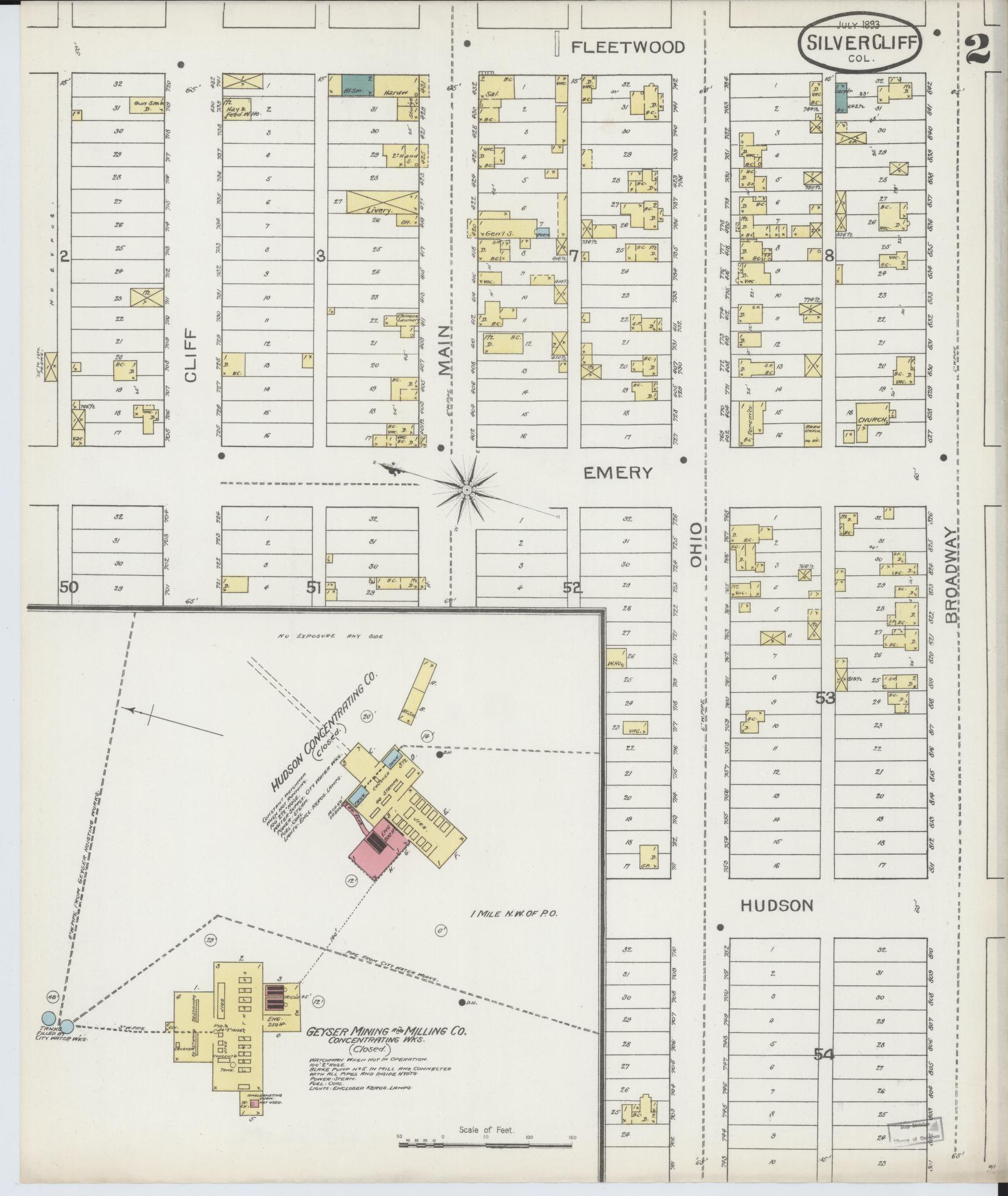 Sanborn Fire Insurance Map from Silver Cliff, Custer County, Colorado (1893), Sheet #0002 - Complete Map Set gallery image, historic Sanborn map, vintage wall art, Colorado Colorado