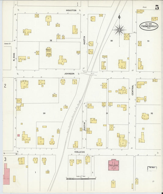 Sanborn Fire Insurance Map from Farmersville, Collin County, Texas (1908), Sheet #0005 - Historic Sanborn Fire Insurance Map Print, vintage old map wall art, antique decor, genealogy gift, Texas Texas map
