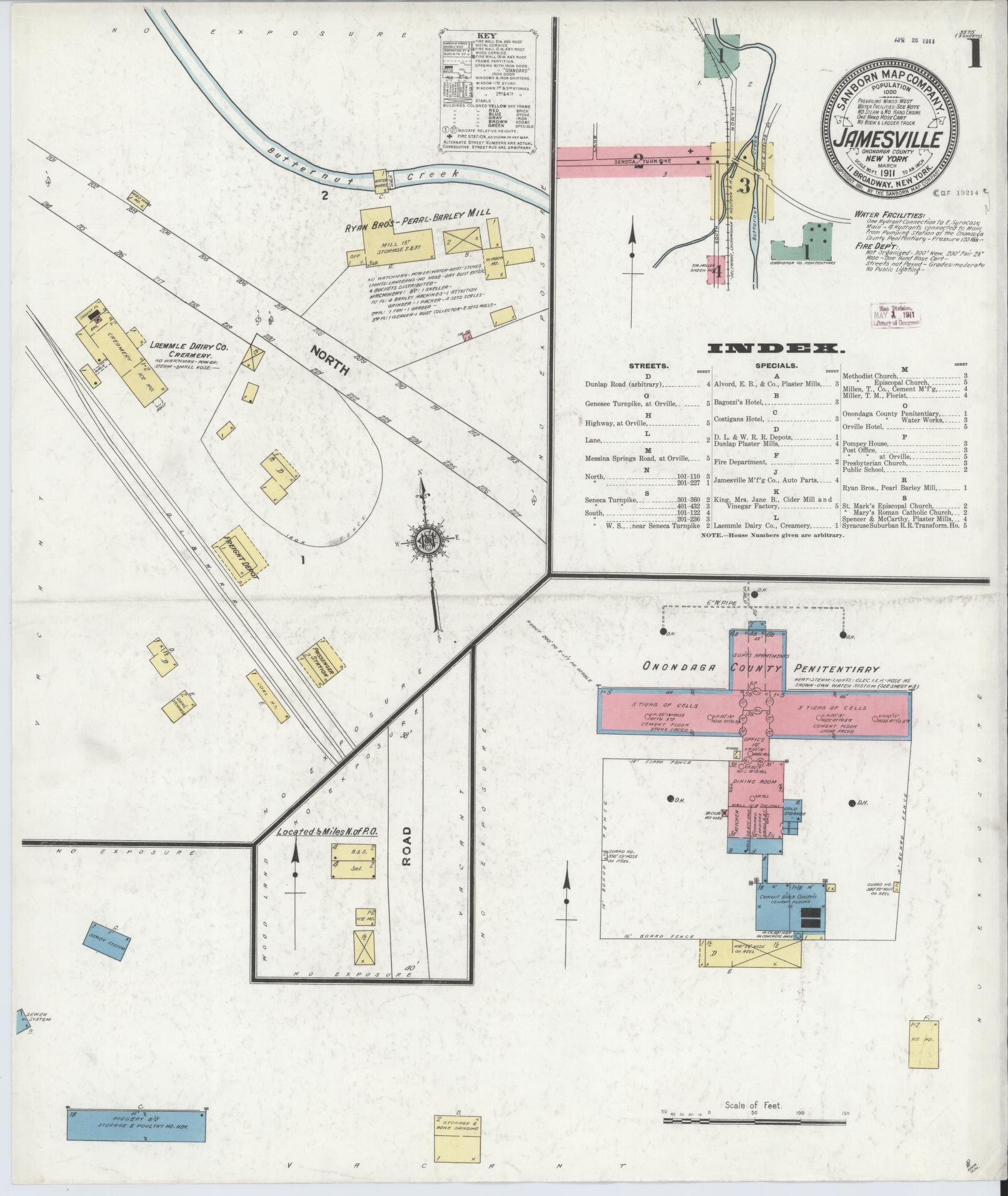 Sanborn Fire Insurance Map from Jamesville, Onondaga County, New York. (1911) – Historic Sanborn Fire Insurance Map Print