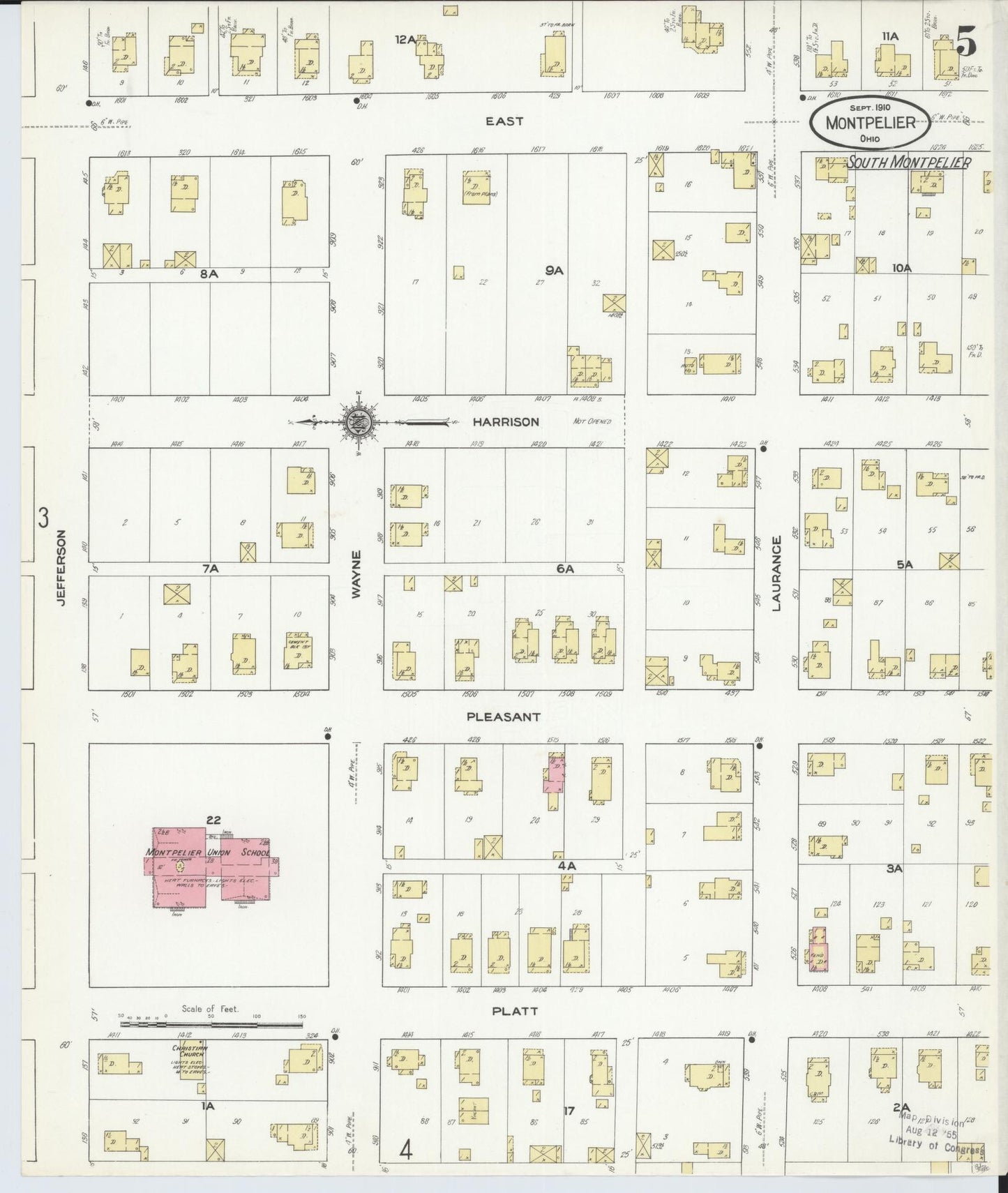 Sanborn Fire Insurance Map from Montpelier, Williams County, Ohio (1910), Sheet #0005 - Complete Map Set gallery image, historic Sanborn map, vintage wall art, Ohio Ohio