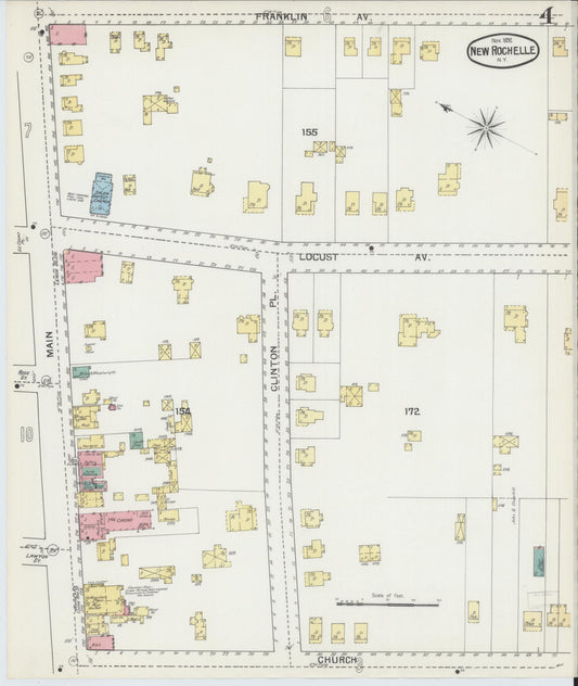 Sanborn Fire Insurance Map from New Rochelle, Westchester County, New York (1892), Sheet #0004 - Historic Sanborn Fire Insurance Map Print, vintage old map wall art, antique decor, genealogy gift, New York New York map