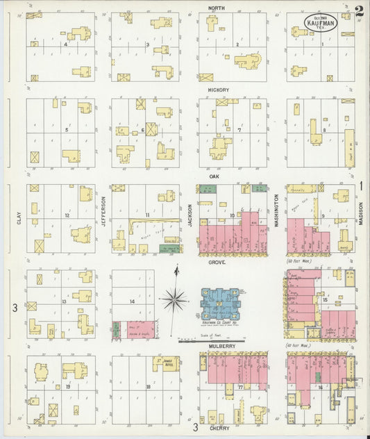 Sanborn Fire Insurance Map from Kaufman, Kaufman County, Texas (1900), Sheet #0002 - Historic Sanborn Fire Insurance Map Print, vintage old map wall art, antique decor, genealogy gift, Texas Texas map