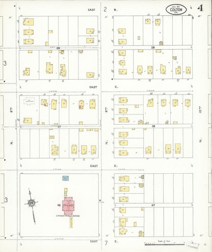 Sanborn Fire Insurance Map from Colton, San Bernardino County, California (1911), Sheet #0004 - Complete Map Set gallery image, historic Sanborn map, vintage wall art, California California