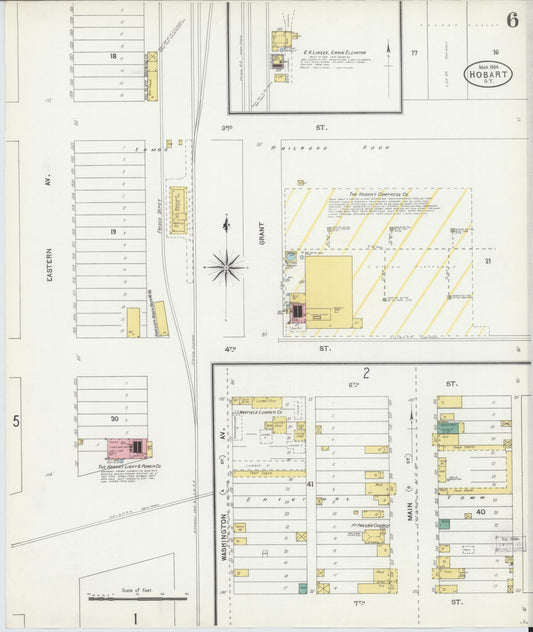 Sanborn Fire Insurance Map from Hobart, Kiowa County, Oklahoma (1904), Sheet #0006 - Historic Sanborn Fire Insurance Map Print, vintage old map wall art, antique decor, genealogy gift, Oklahoma Oklahoma map