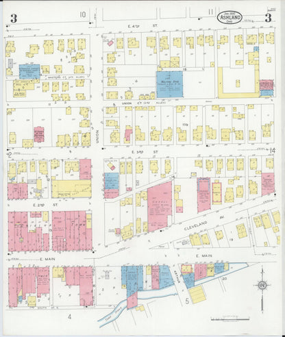 Sanborn Fire Insurance Map from Ashland, Ashland County, Ohio (1930), Sheet #0003 - Historic Sanborn Fire Insurance Map Print, vintage old map wall art, antique decor, genealogy gift, Ohio Ohio map