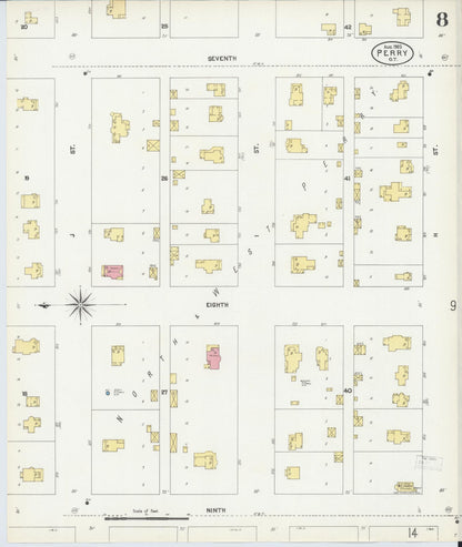 Sanborn Fire Insurance Map from Perry, Noble County, Oklahoma (1903), Sheet #0008 - Complete Map Set gallery image, historic Sanborn map, vintage wall art, Oklahoma Oklahoma