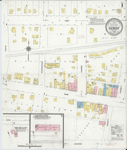 Sanborn Fire Insurance Map from Genoa, De Kalb County, Illinois (1912), Sheet #0001 - Complete Map Set gallery image, historic Sanborn map, vintage wall art, Illinois Illinois