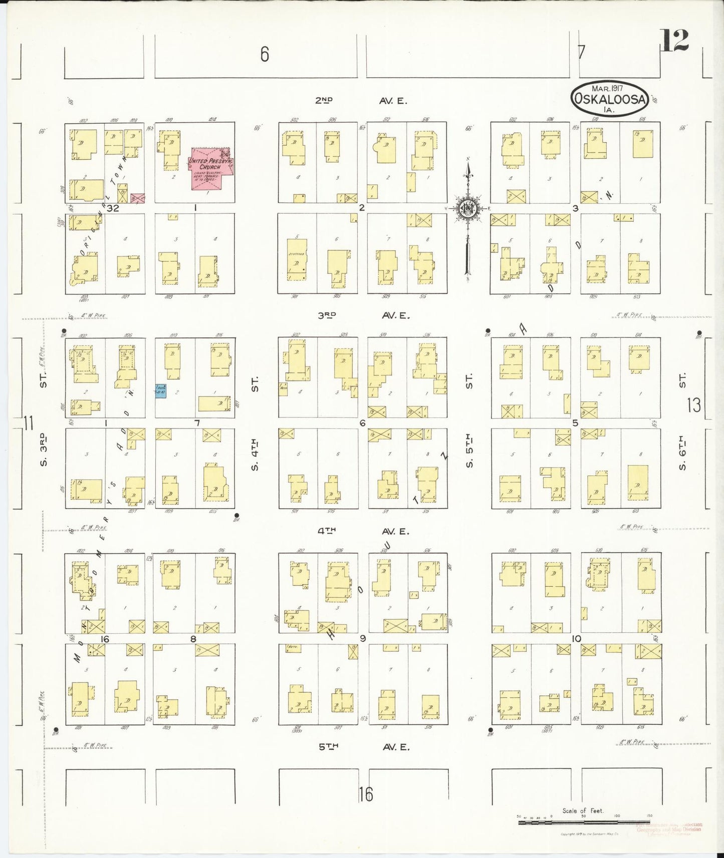 Sanborn Fire Insurance Map from Oskaloosa, Mahaska County, Iowa (1917), Sheet #0012 - Historic Sanborn Fire Insurance Map Print