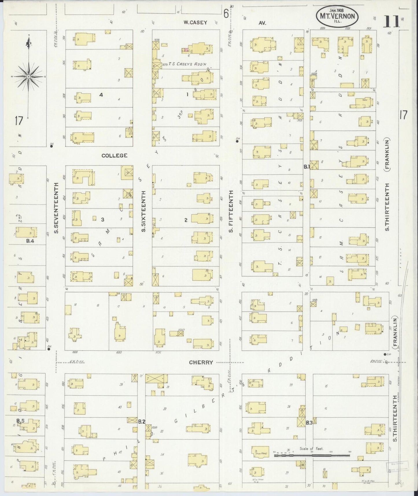 Sanborn Fire Insurance Map from Mount Vernon, Jefferson County, Illinois (1908), Sheet #0011 - Historic Sanborn Fire Insurance Map Print, vintage old map wall art, antique decor, genealogy gift, Illinois Illinois map