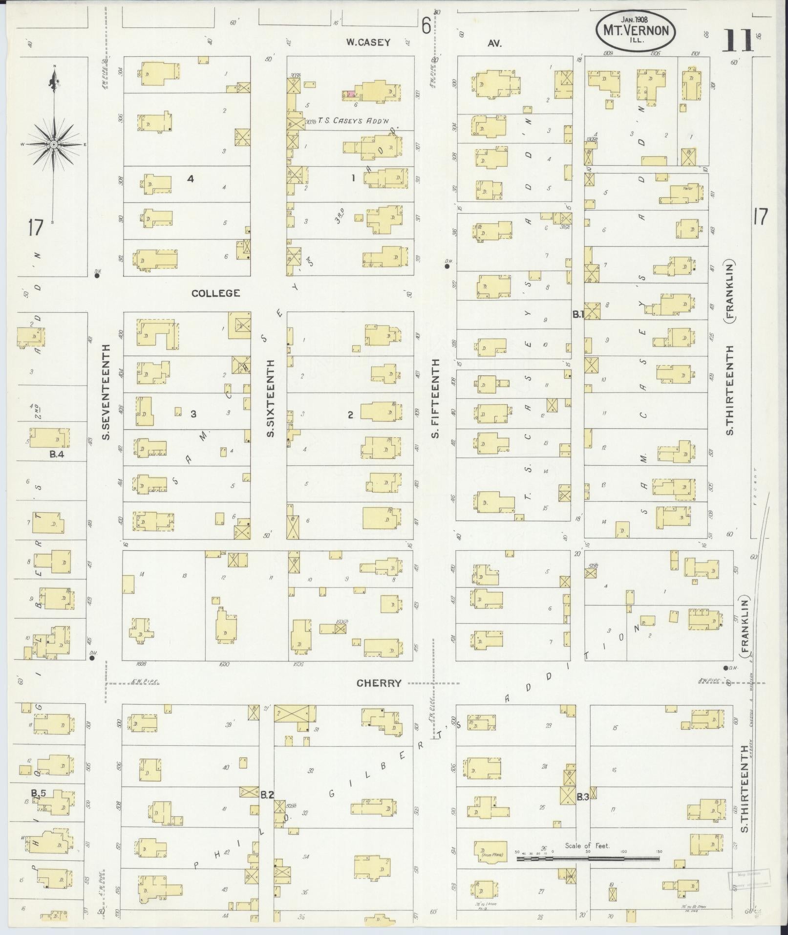 Sanborn Fire Insurance Map from Mount Vernon, Jefferson County, Illinois (1908), Sheet #0011 - Historic Sanborn Fire Insurance Map Print, vintage old map wall art, antique decor, genealogy gift, Illinois Illinois map