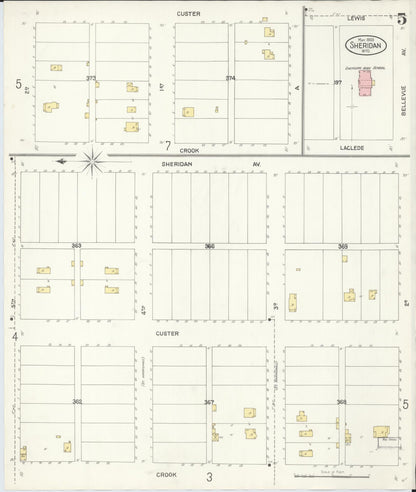 Sanborn Fire Insurance Map from Sheridan, Sheridan County, Wyoming (1903), Sheet #0005 - Complete Map Set gallery image, historic Sanborn map, vintage wall art, Wyoming Wyoming