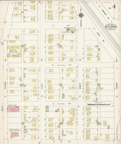 Sanborn Fire Insurance Map from Red Lodge, Carbon County, Montana (1912), Sheet #0004 - Complete Map Set gallery image, historic Sanborn map, vintage wall art, Montana Montana