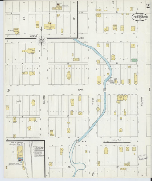Sanborn Fire Insurance Map from Parkston, Hutchinson County, South Dakota (1899), Sheet #0002 - Historic Sanborn Fire Insurance Map Print, vintage old map wall art, antique decor, genealogy gift, South Dakota South Dakota map