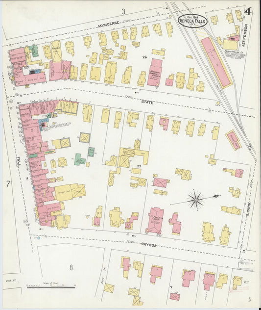 Sanborn Fire Insurance Map from Seneca Falls, Seneca County, New York (1904), Sheet #0004 - Historic Sanborn Fire Insurance Map Print, vintage old map wall art, antique decor, genealogy gift, New York New York map