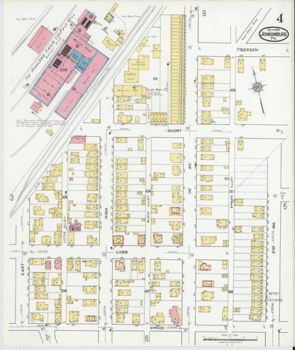 Sanborn Fire Insurance Map from Johnsonburg, Elk County, Pennsylvania (1919), Sheet #0004 - Historic Sanborn Fire Insurance Map Print, vintage old map wall art, antique decor, genealogy gift, Pennsylvania Pennsylvania map