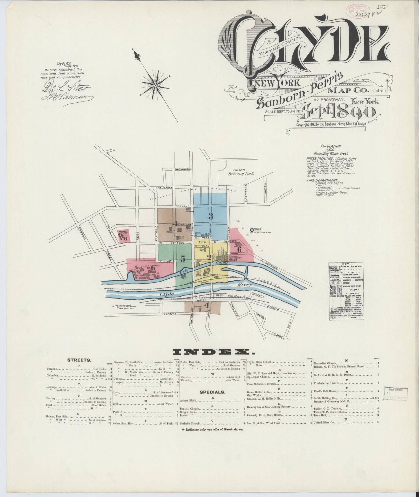 Sanborn Fire Insurance Map from Clyde, Wayne County, New York. (1890) – Historic Sanborn Fire Insurance Map Print