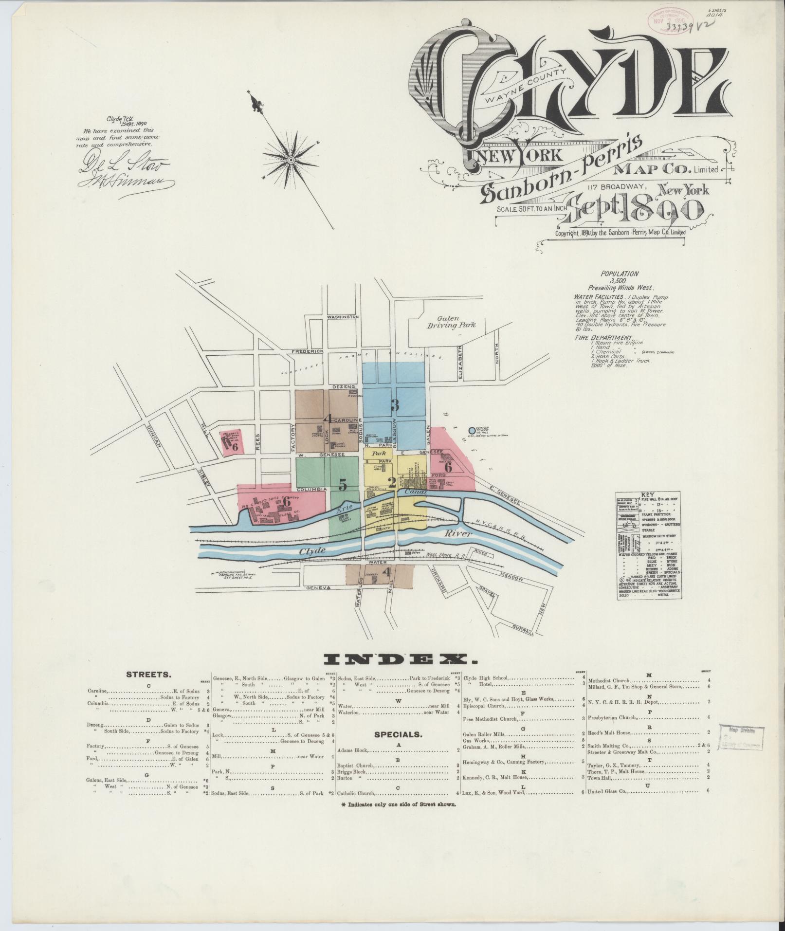 Sanborn Fire Insurance Map from Clyde, Wayne County, New York. (1890) – Historic Sanborn Fire Insurance Map Print