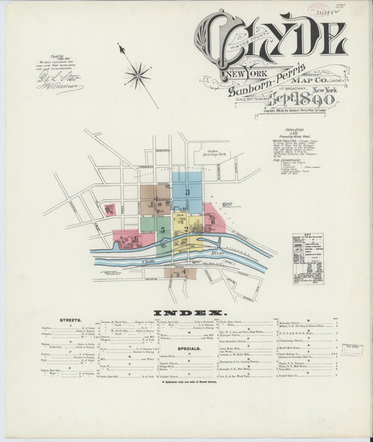 Sanborn Fire Insurance Map from Clyde, Wayne County, New York. (1890) – Historic Sanborn Fire Insurance Map Print