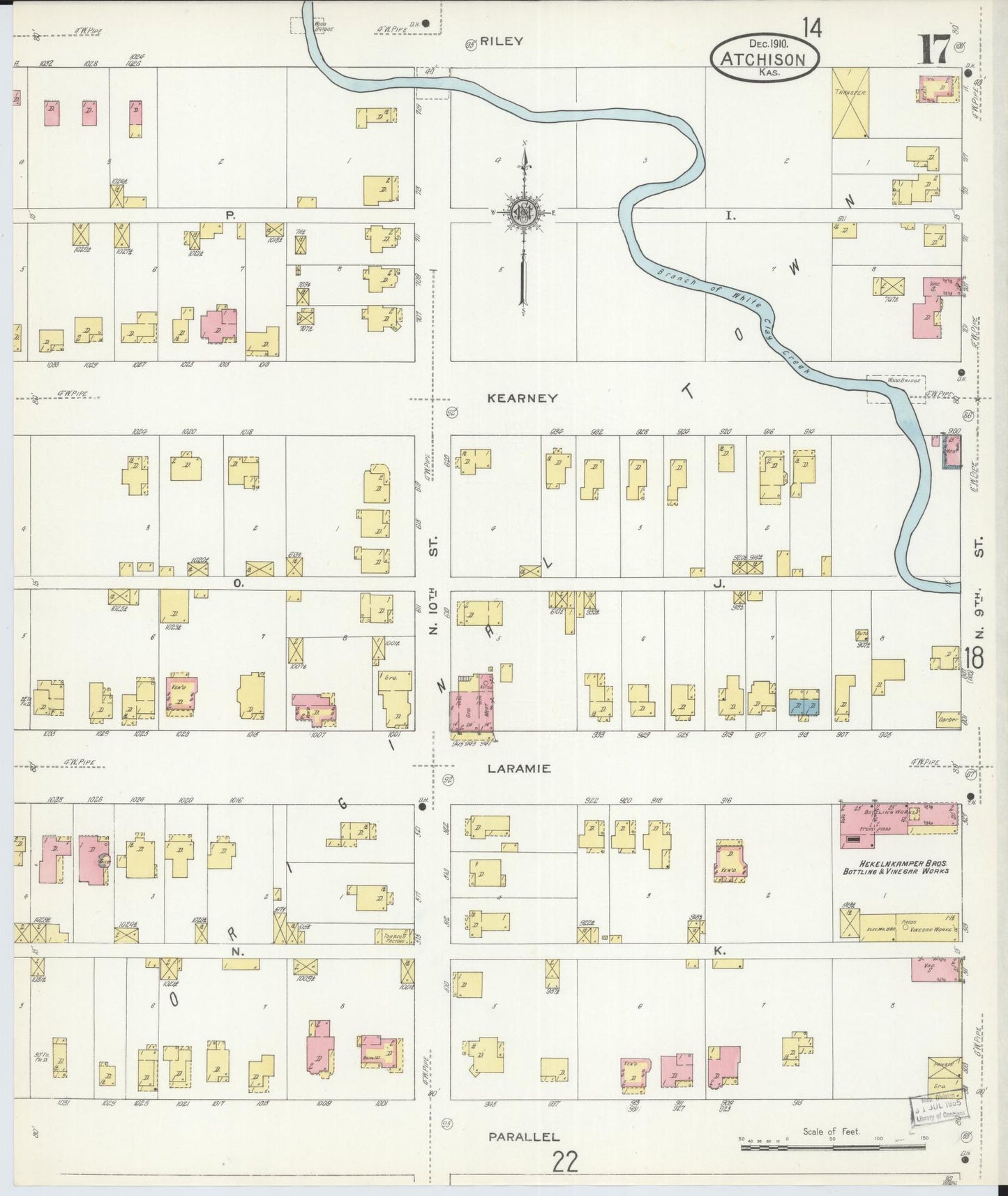Sanborn Fire Insurance Map from Atchison, Atchison County, Kansas (1910), Sheet #0017 - Complete Map Set gallery image, historic Sanborn map, vintage wall art, Kansas Kansas