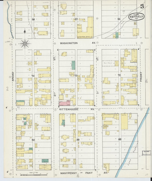 Sanborn Fire Insurance Map from Bayfield, Bayfield County, Wisconsin (1892), Sheet #0003 - Historic Sanborn Fire Insurance Map Print, vintage old map wall art, antique decor, genealogy gift, Wisconsin Wisconsin map