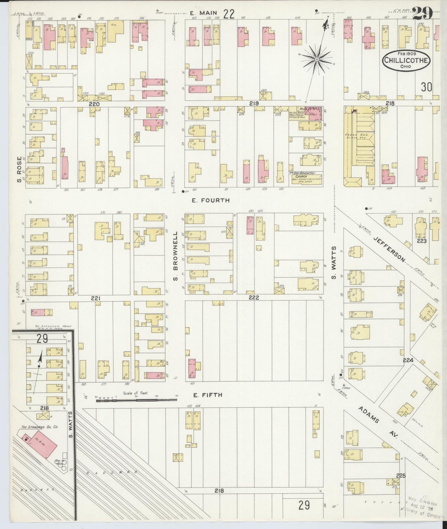 Sanborn Fire Insurance Map from Chillicothe, Ross County, Ohio (1909), Sheet #0029 - Complete Map Set gallery image, historic Sanborn map, vintage wall art, Ohio Ohio