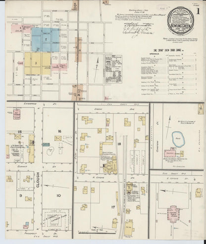 Sanborn Fire Insurance Map from Bowling Green, Wood County, Ohio (1888), Sheet #0001 - Historic Sanborn Fire Insurance Map Print, vintage old map wall art, antique decor, genealogy gift, Ohio Ohio map