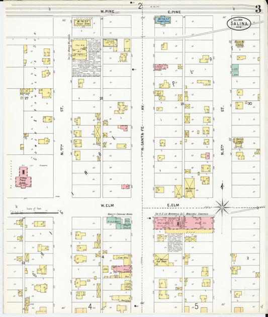 Sanborn Fire Insurance Map from Salina, Saline County, Kansas (1899), Sheet #0003 - Historic Sanborn Fire Insurance Map Print, vintage old map wall art, antique decor, genealogy gift, Kansas Kansas map