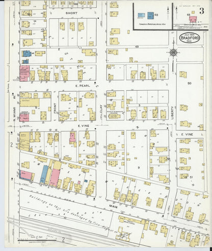 Sanborn Fire Insurance Map from Bradford, Darke and Miami Counties, Ohio (1920), Sheet #0003 - Historic Sanborn Fire Insurance Map Print, vintage old map wall art, antique decor, genealogy gift, Ohio Ohio map