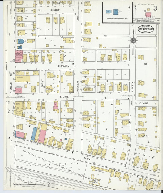 Sanborn Fire Insurance Map from Bradford, Darke and Miami Counties, Ohio (1920), Sheet #0003 - Historic Sanborn Fire Insurance Map Print, vintage old map wall art, antique decor, genealogy gift, Ohio Ohio map