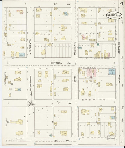 Sanborn Fire Insurance Map from El Dorado, Butler County, Kansas (1887), Sheet #0004 - Complete Map Set gallery image, historic Sanborn map, vintage wall art, Kansas Kansas
