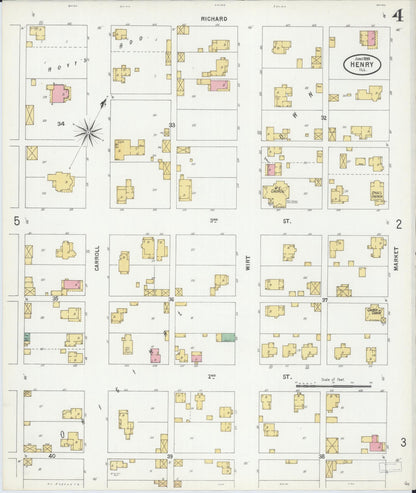 Sanborn Fire Insurance Map from Henry, Marshall County, Illinois (1899), Sheet #0004 - Complete Map Set gallery image, historic Sanborn map, vintage wall art, Illinois Illinois
