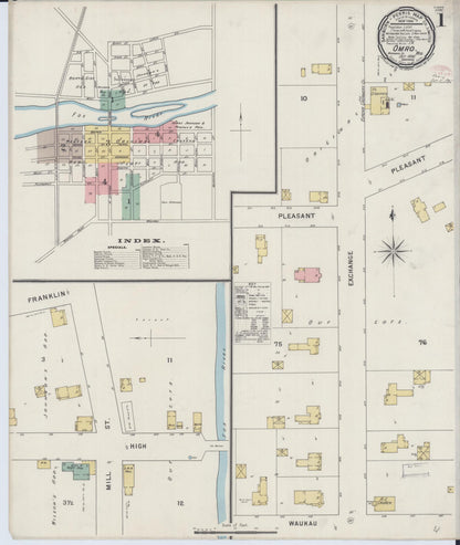Sanborn Fire Insurance Map from Omro, Winnebago County, Wisconsin (1895), Sheet #0001 - Historic Sanborn Fire Insurance Map Print, vintage old map wall art, antique decor, genealogy gift, Wisconsin Wisconsin map