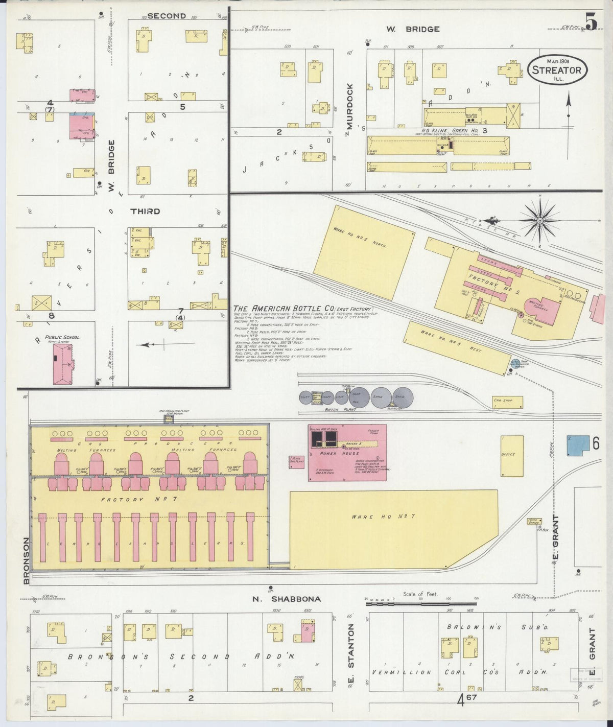 Sanborn Fire Insurance Map from Streator, La Salle County, Illinois (1909), Sheet #0005 - Complete Map Set gallery image, historic Sanborn map, vintage wall art, Illinois Illinois