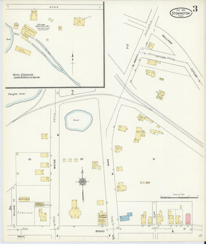 Sanborn Fire Insurance Map from Stonington, New London County, Connecticut (1912), Sheet #0003 - Complete Map Set gallery image, historic Sanborn map, vintage wall art, Connecticut Connecticut