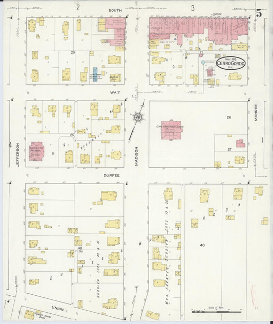 Sanborn Fire Insurance Map from Cerro Gordo, Piatt County, Illinois (1915), Sheet #0005 - Historic Sanborn Fire Insurance Map Print, vintage old map wall art, antique decor, genealogy gift, Illinois Illinois map