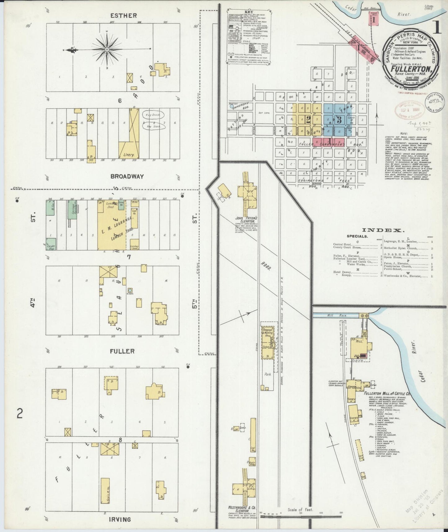 Sanborn Fire Insurance Map from Fullerton, Nance County, Nebraska (1899), Sheet #0001 - Complete Map Set gallery image, historic Sanborn map, vintage wall art, Nebraska Nebraska