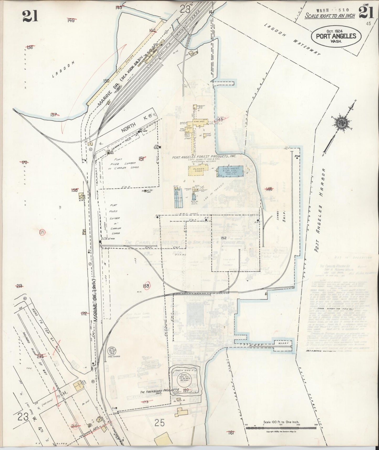 Sanborn Fire Insurance Map from Port Angeles, Clallam County, Washington (1949), Sheet #0021 - Complete Map Set gallery image, historic Sanborn map, vintage wall art, Washington Washington