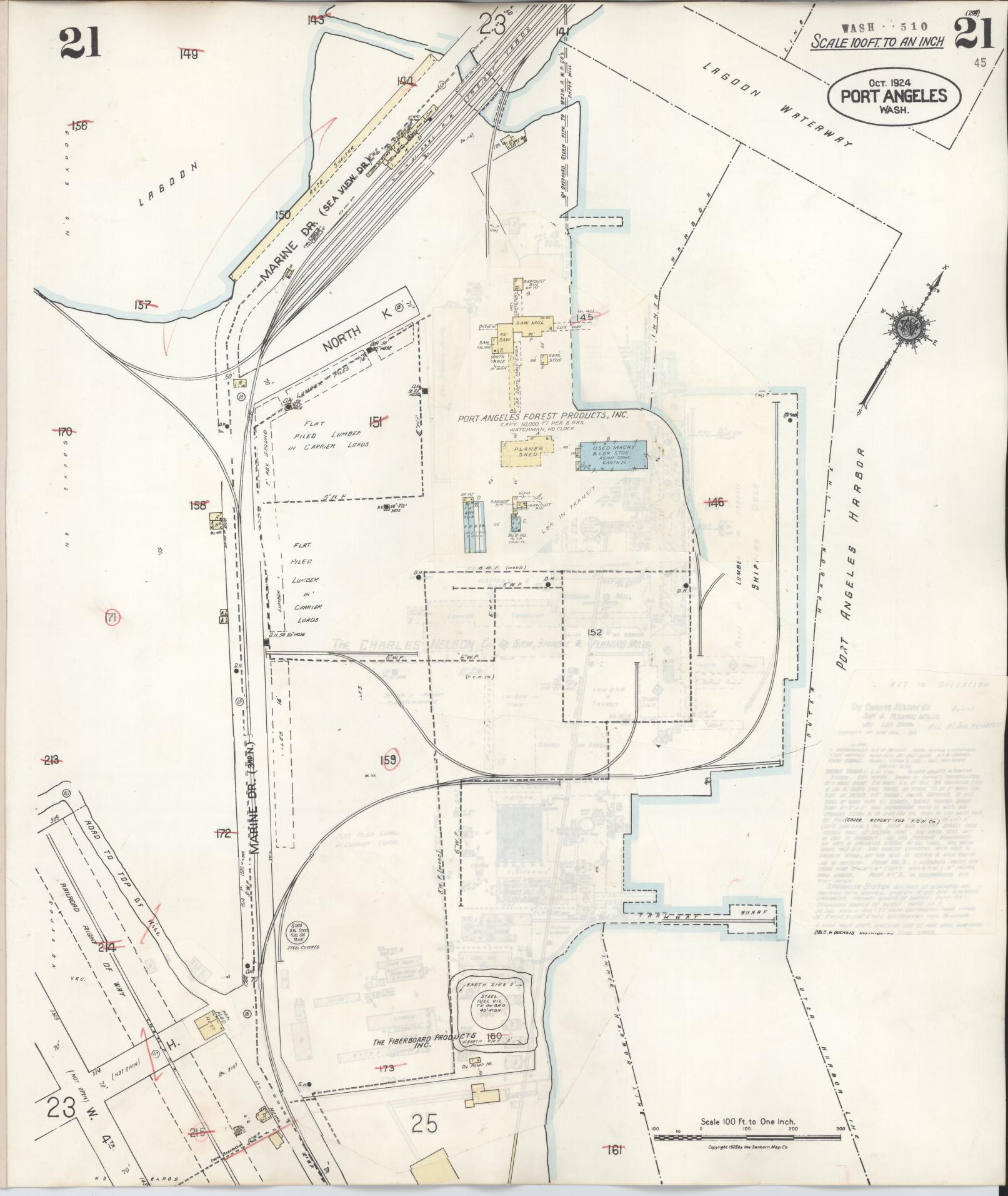 Sanborn Fire Insurance Map from Port Angeles, Clallam County, Washington (1949), Sheet #0021 - Complete Map Set gallery image, historic Sanborn map, vintage wall art, Washington Washington