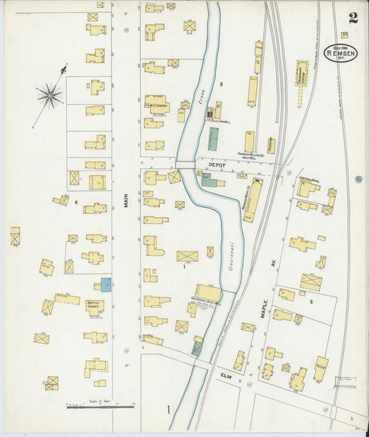 Sanborn Fire Insurance Map from Remsen, Oneida County, New York (1904), Sheet #0002 - Historic Sanborn Fire Insurance Map Print, vintage old map wall art, antique decor, genealogy gift, New York New York map