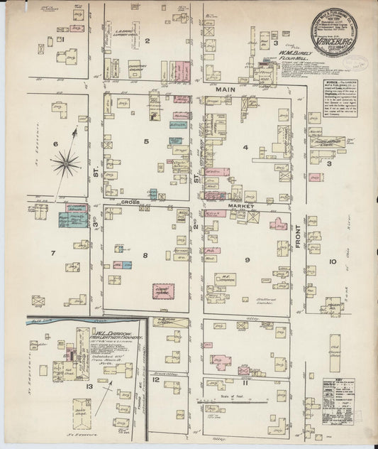 Sanborn Fire Insurance Map from Vanceburg, Lewis County, Kentucky (1884), Sheet #0001 - Historic Sanborn Fire Insurance Map Print, vintage old map wall art, antique decor, genealogy gift, Kentucky Kentucky map