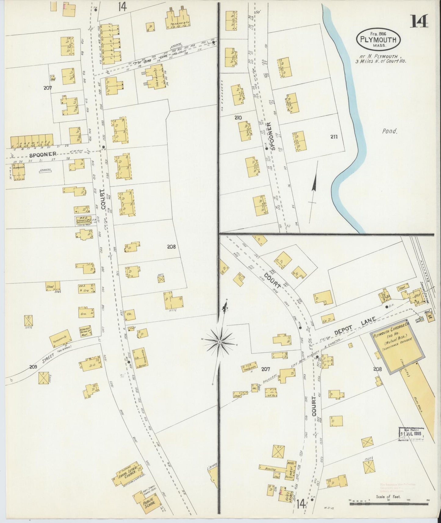 Sanborn Fire Insurance Map from Plymouth, Plymouth County, Massachusetts (1906), Sheet #0014 - Complete Map Set gallery image, historic Sanborn map, vintage wall art, Massachusetts Massachusetts